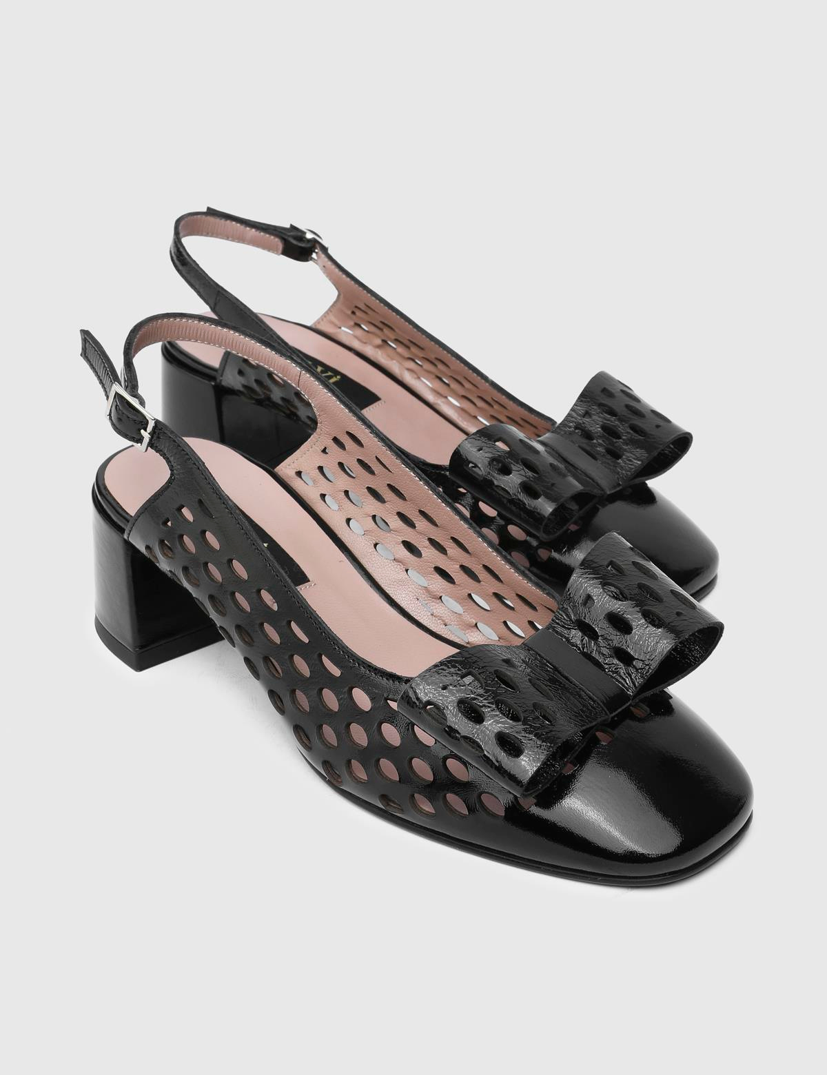 Pallag Black Patent Leather Women's Sandal