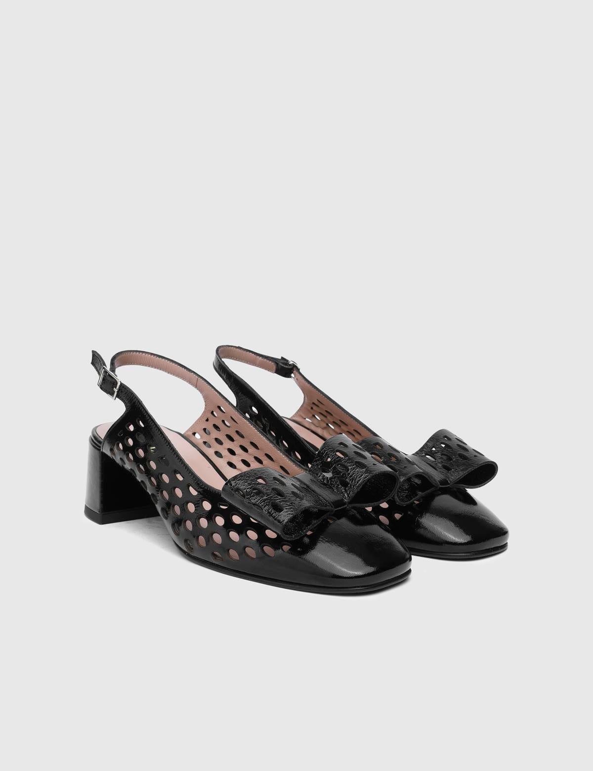 Pallag Black Patent Leather Women's Sandal