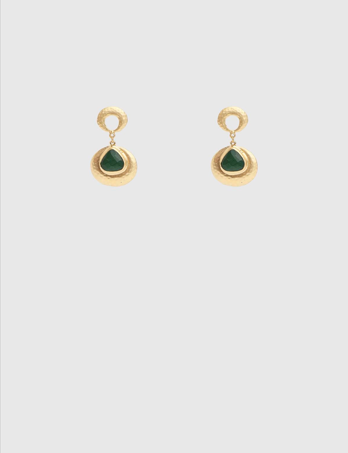 Palmina Gold Women's Earrings with Green Stones