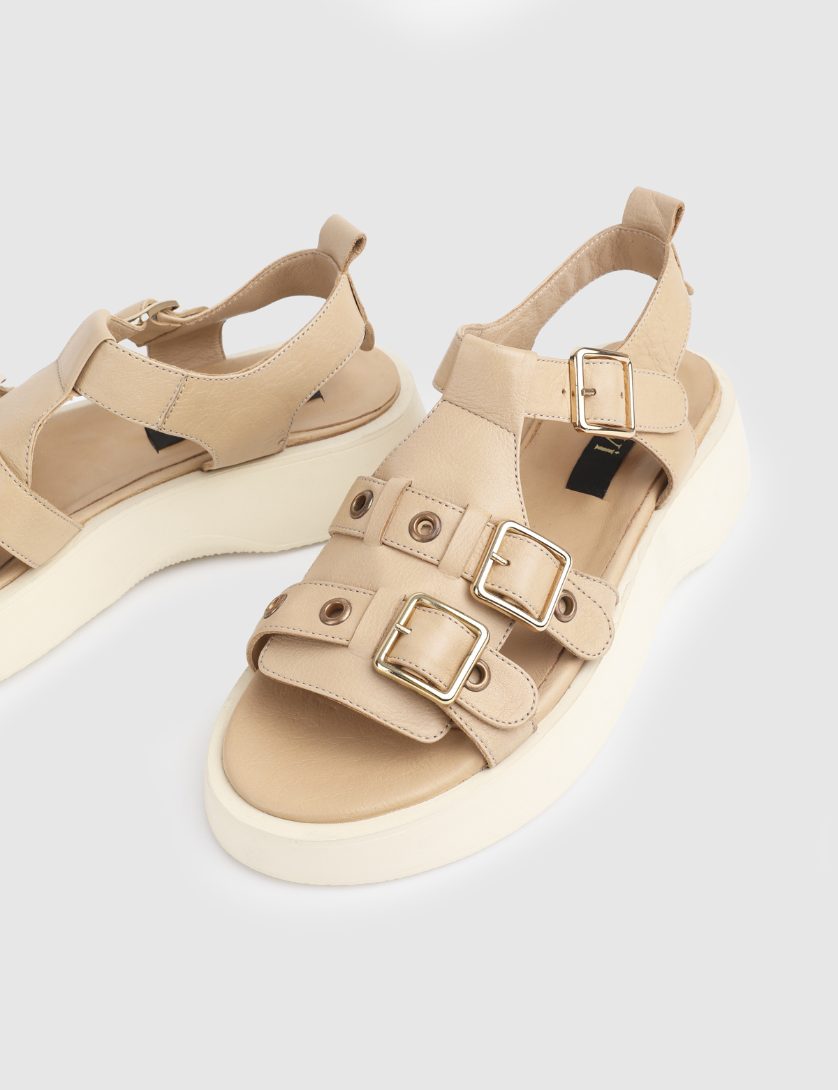 Pena Beige Leather Women's Sandal