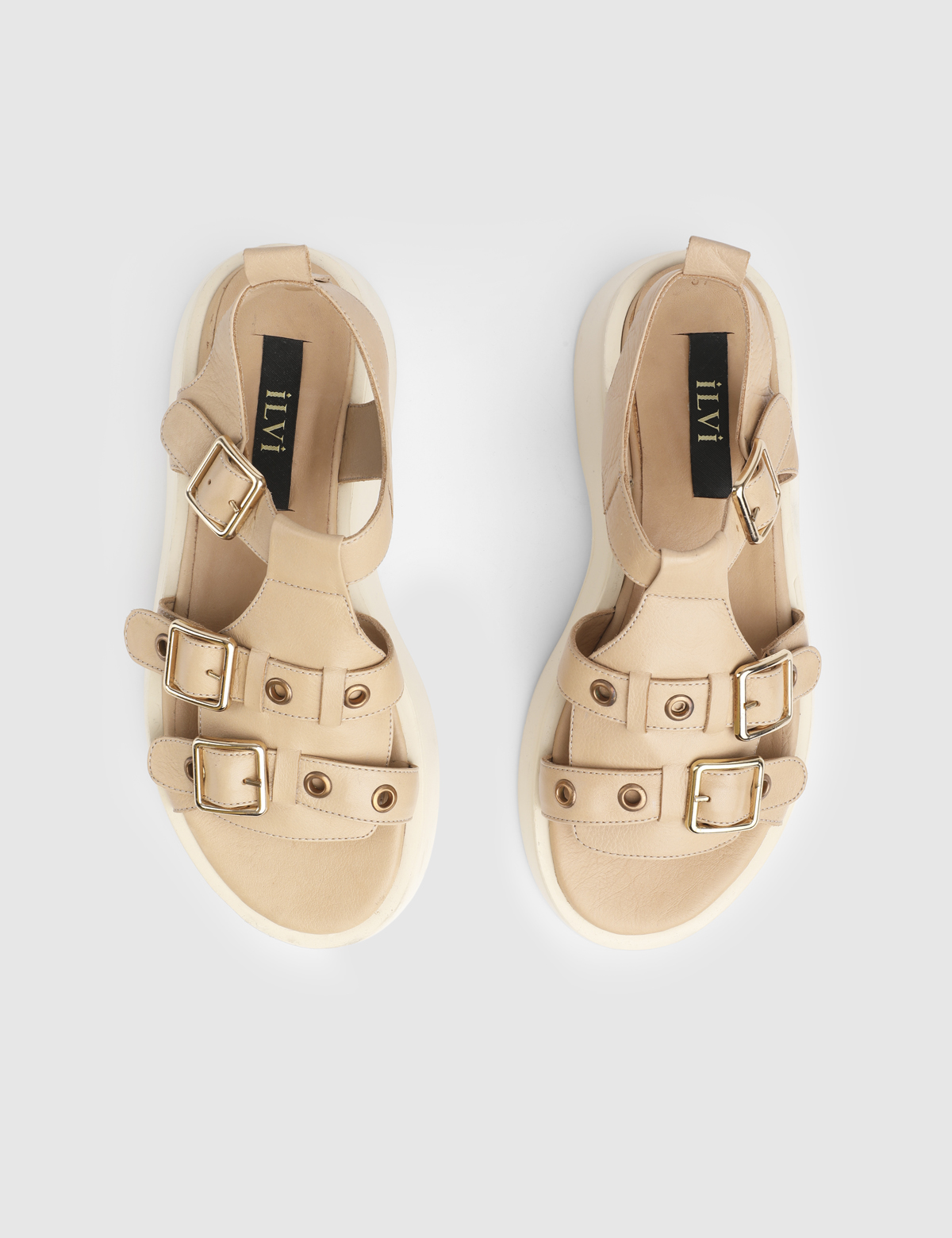 Pena Beige Leather Women's Sandal