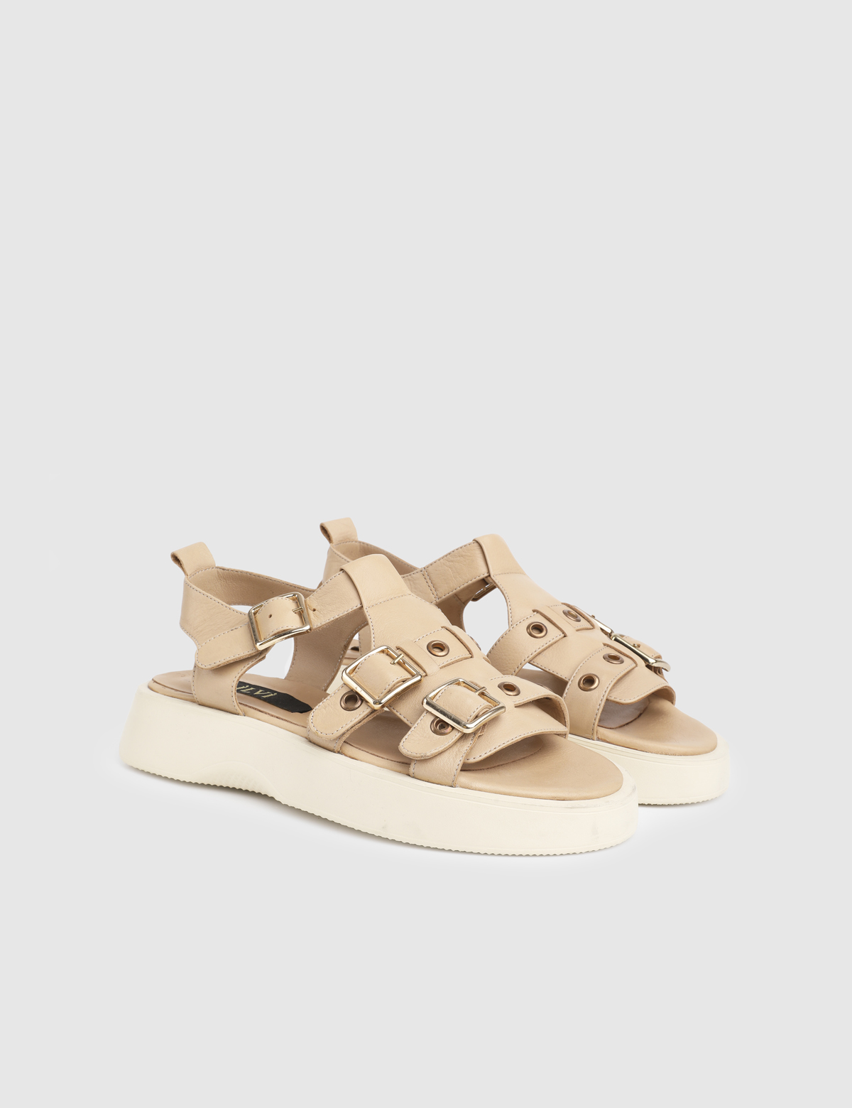Pena Beige Leather Women's Sandal