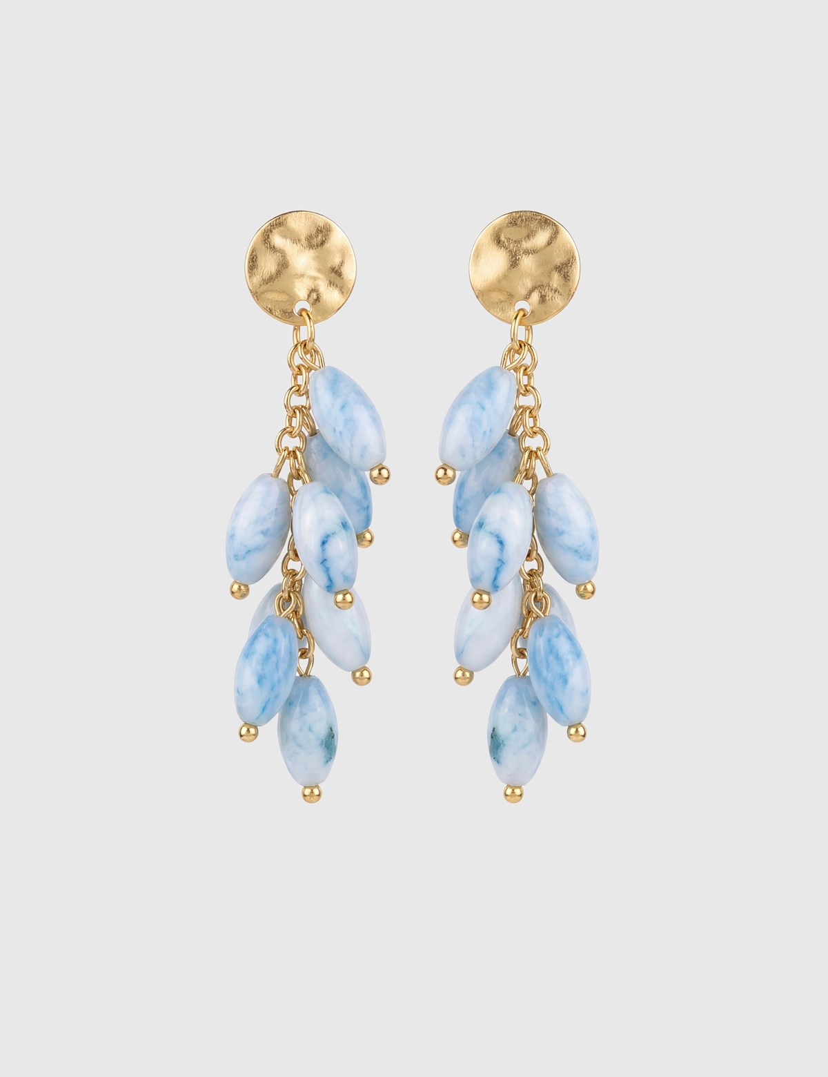 Perin Gold Women's Earrings with Blue Stones