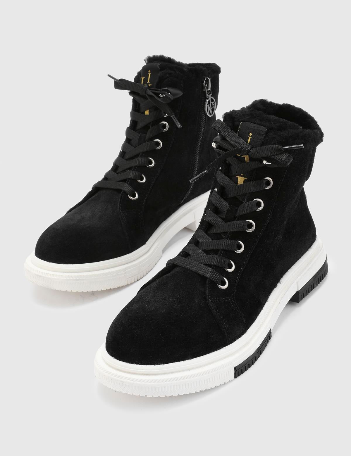 Pienza Black Suede Leather Women's Boot