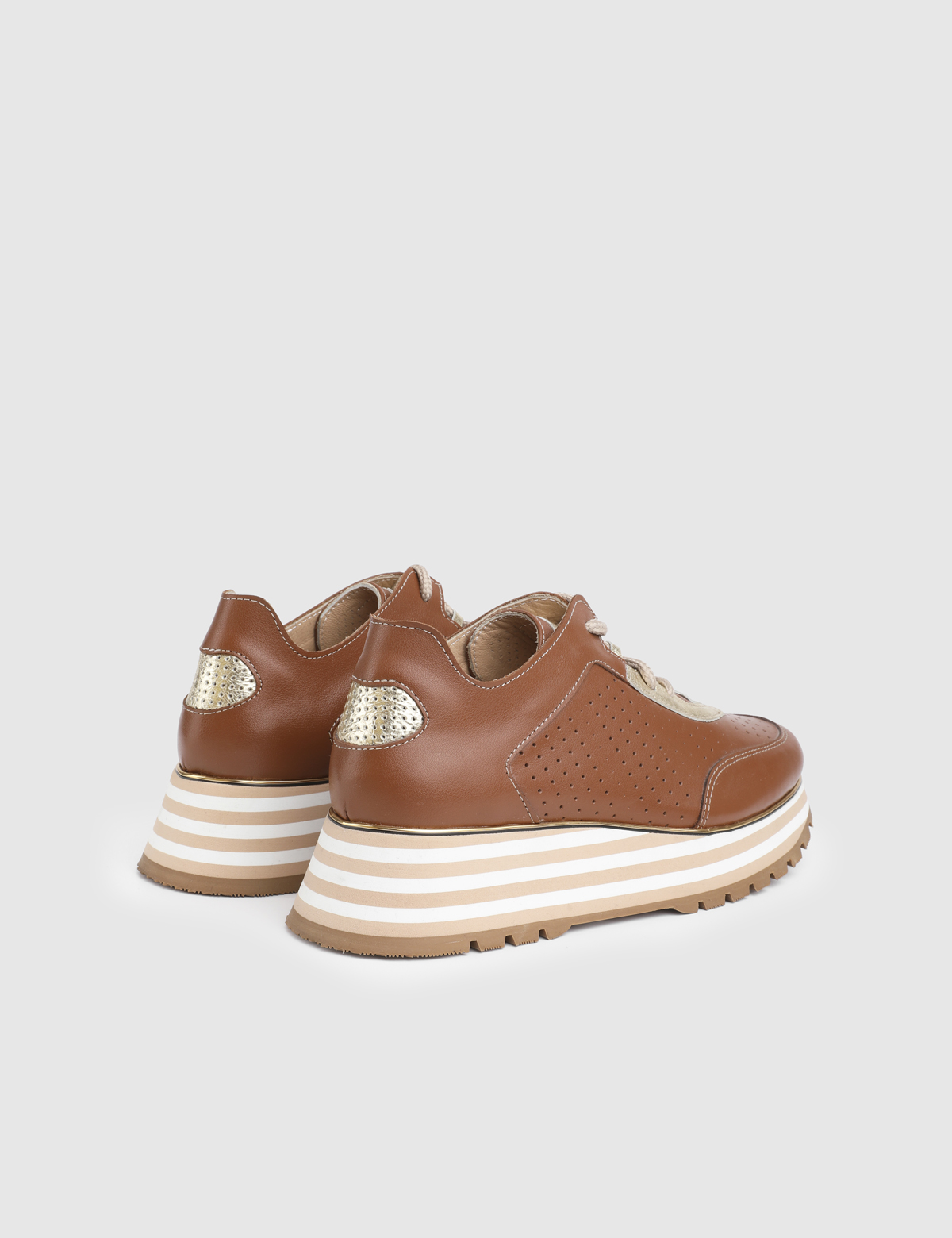 Pietrini Saddle Brown Leather Women's Sneaker