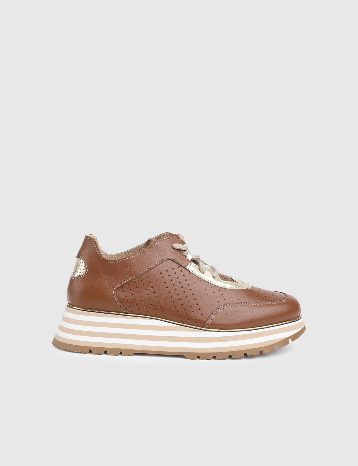 Pietrini Saddle Brown Leather Women's Sneaker