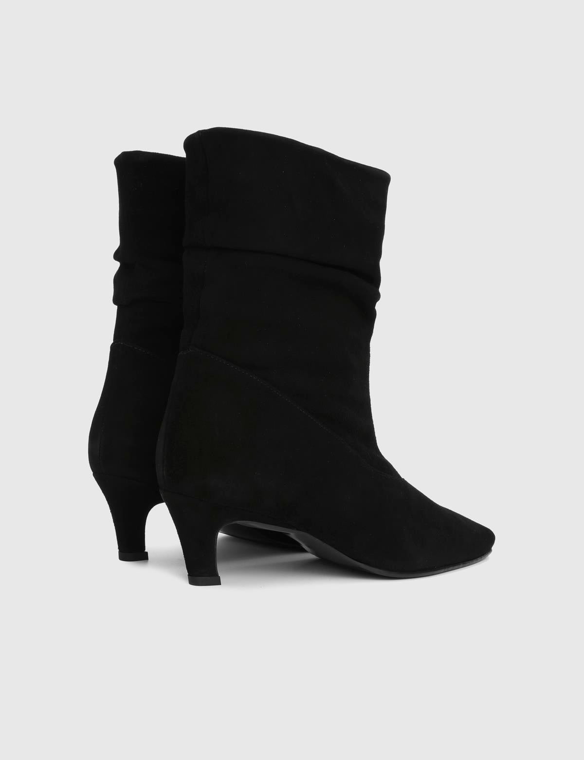 Playa Black Suede Leather Women's Heeled Boot