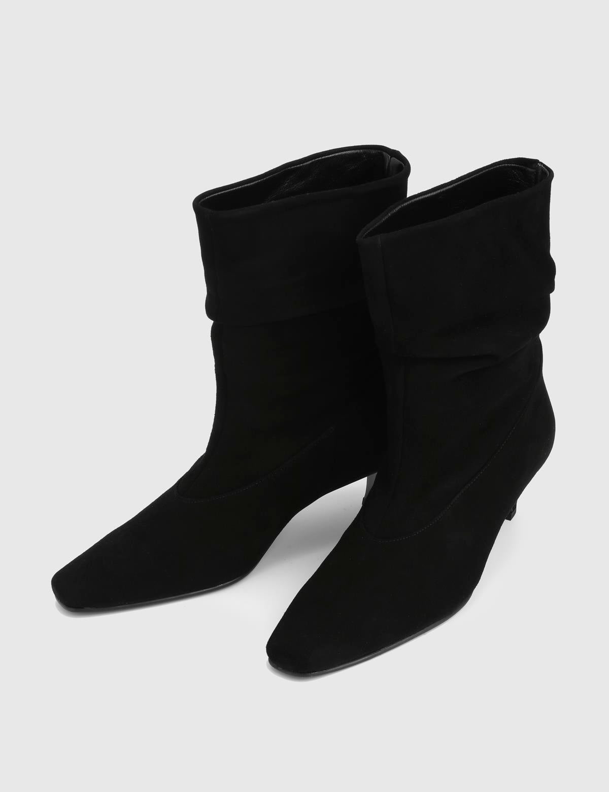 Playa Black Suede Leather Women's Heeled Boot