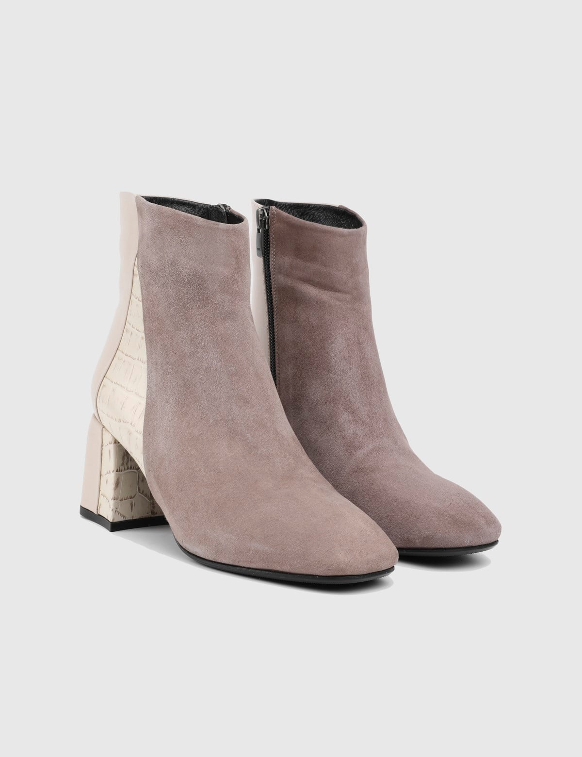 Raina Brown Suede Leather Women's Boot with Print