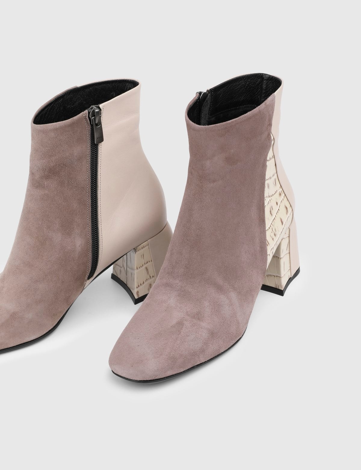 Raina Brown Suede Leather Women's Boot with Print