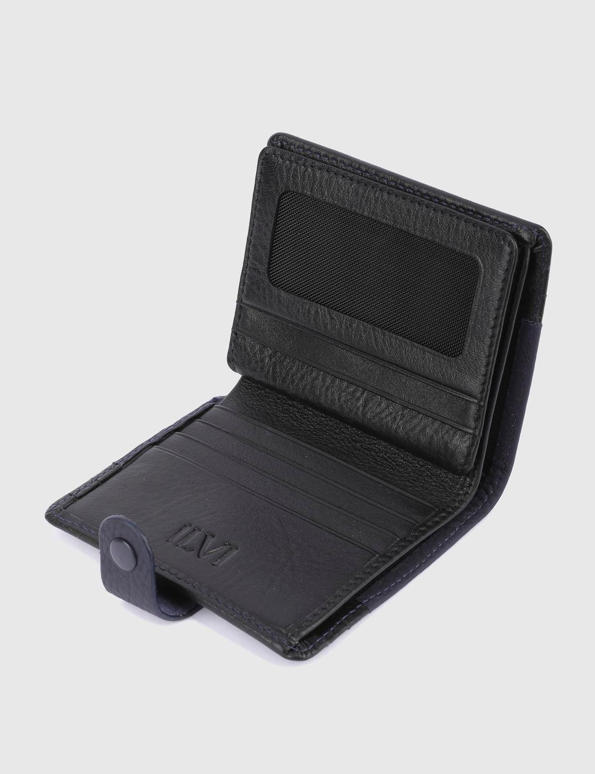 Rainier Hakiki Deri Unisex Lacivert Cüzdan