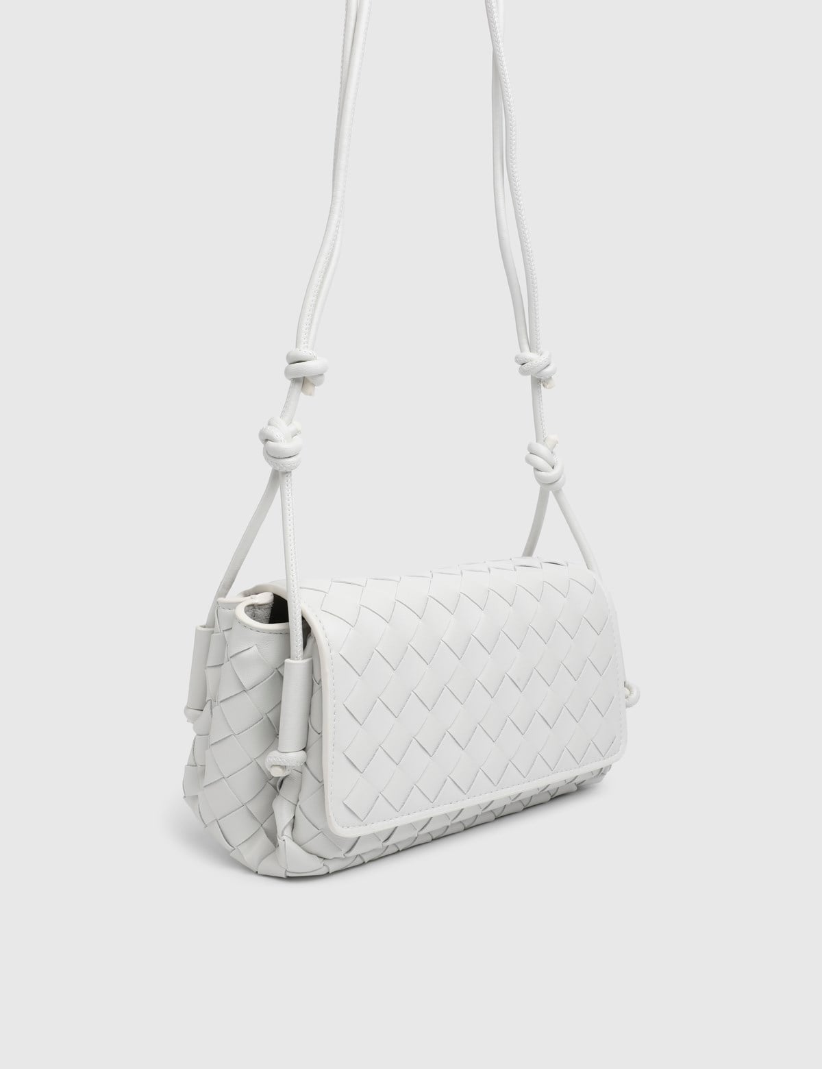 Revina Hakiki Örgü Deri Kadın Beyaz Omuz Çantası
