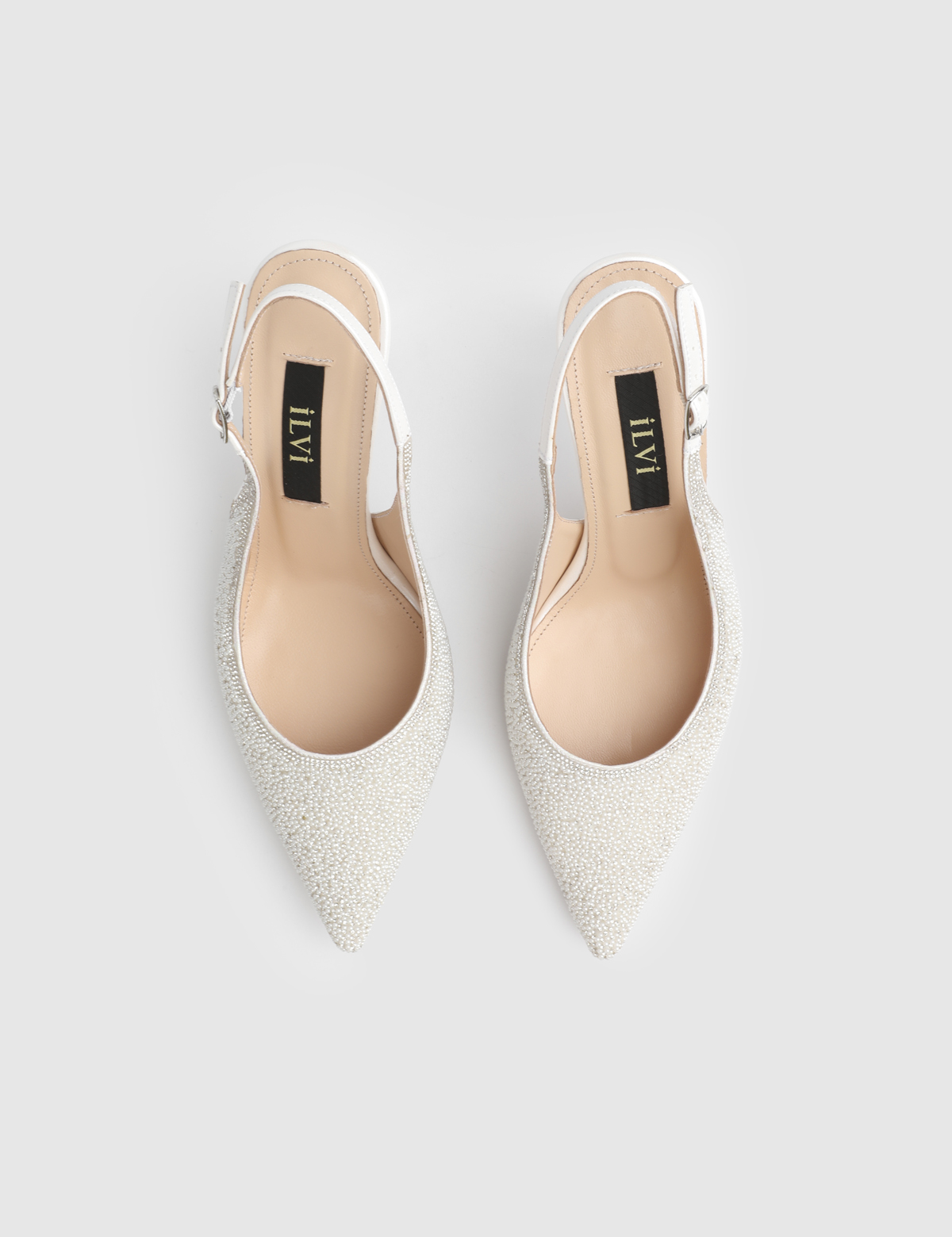 Rilva White Women's Heeled Sandal with Stones