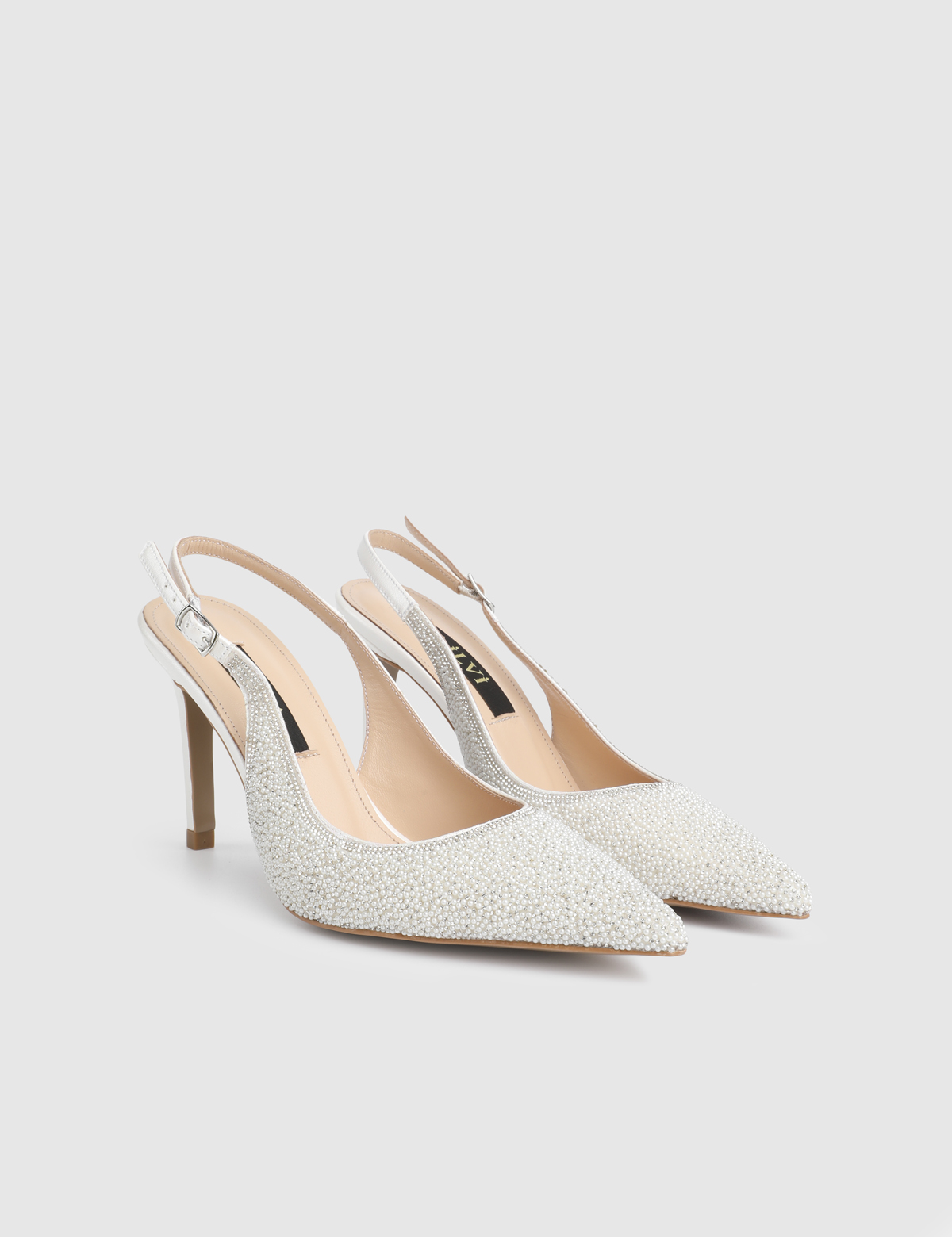 Rilva White Women's Heeled Sandal with Stones