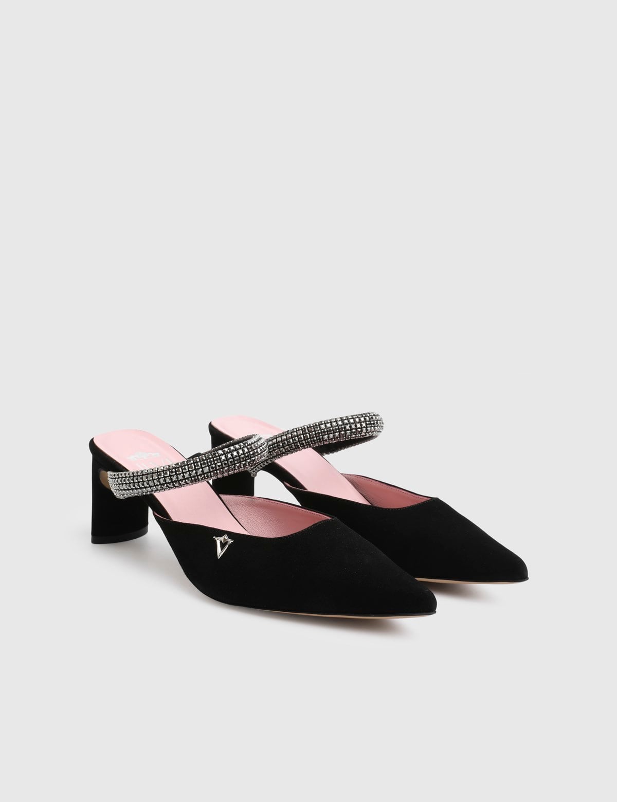 Rionne Black Suede Leather Women's Heeled Mule