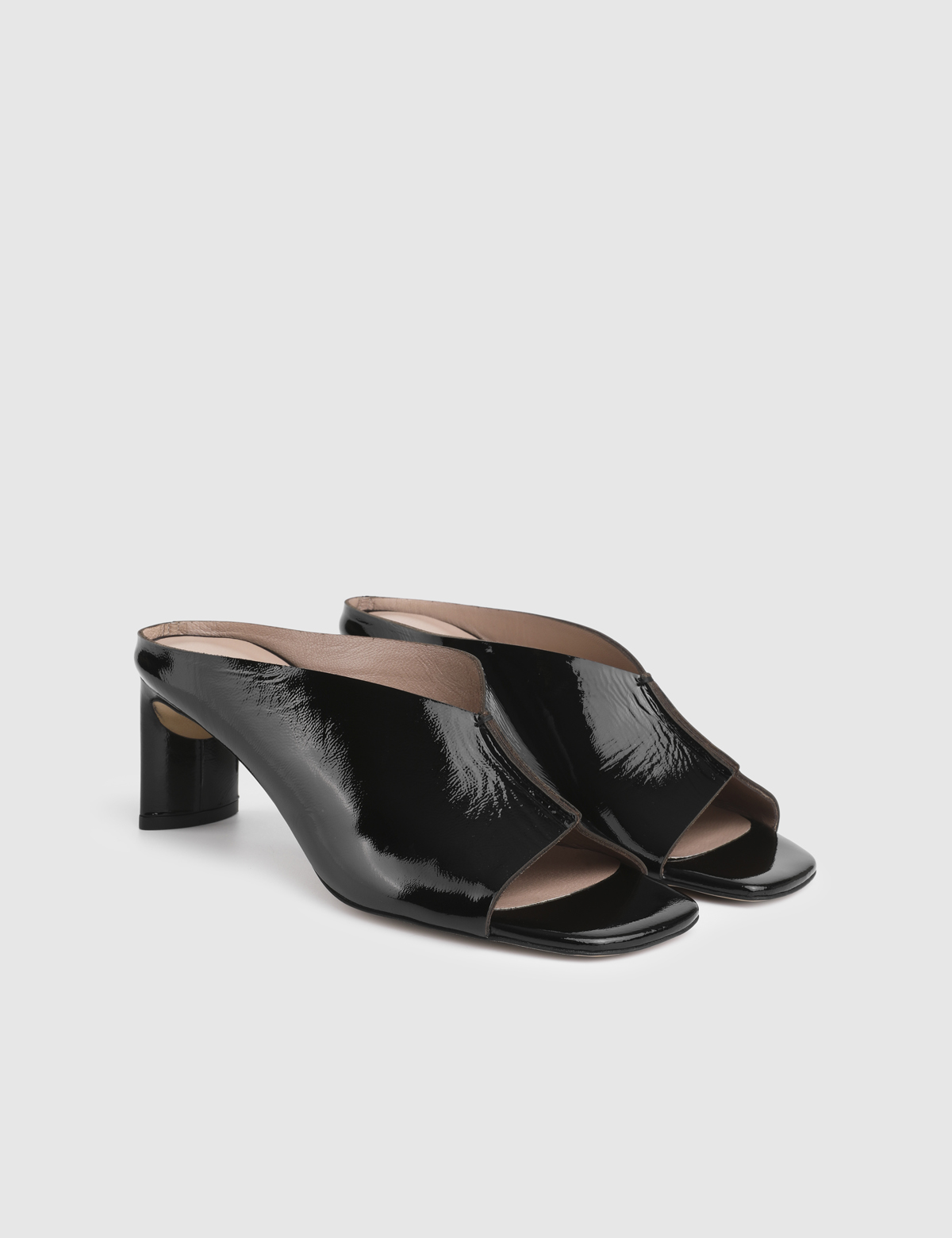 Riora Black Patent Leather Women's Heeled Slide