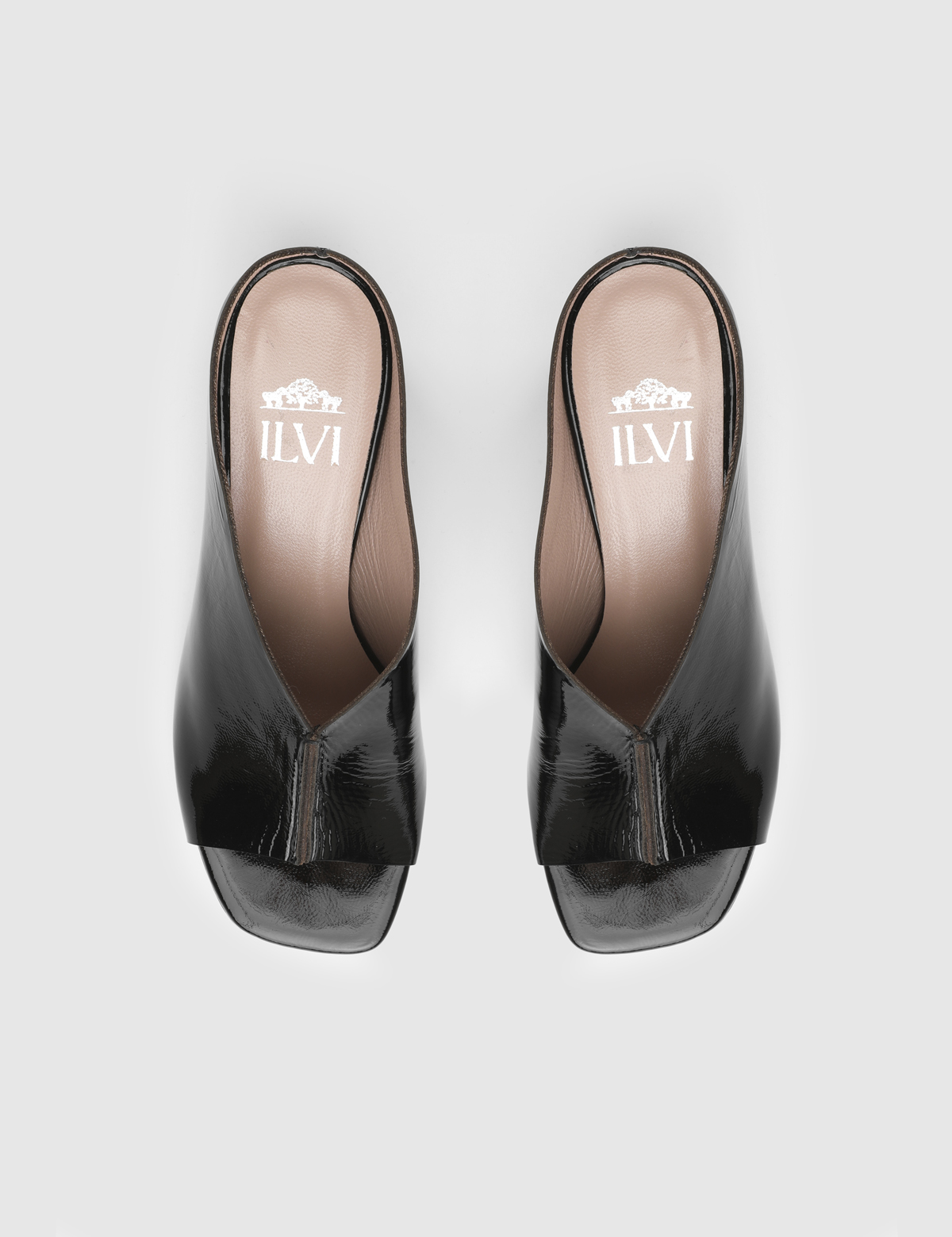 Riora Black Patent Leather Women's Heeled Slide