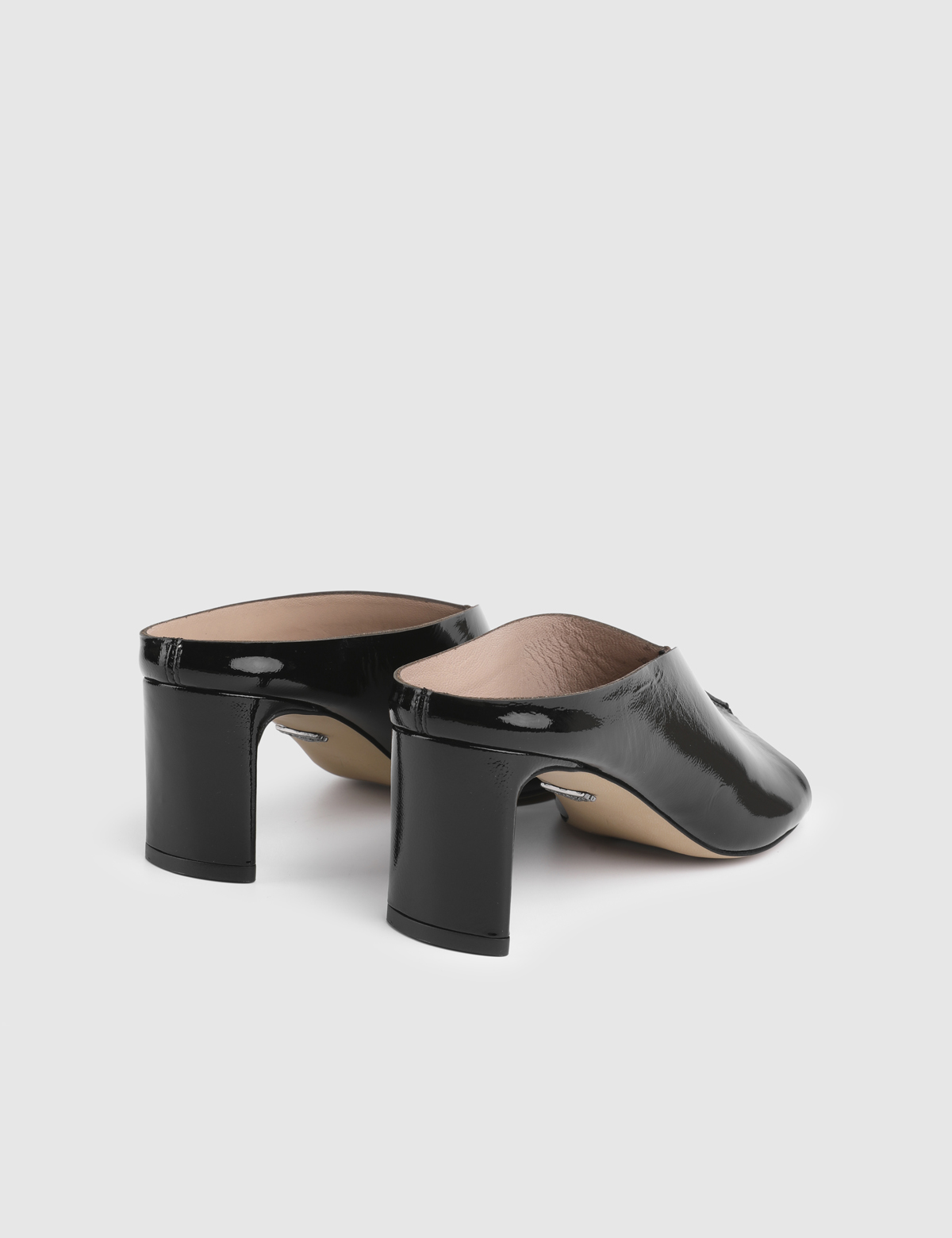 Riora Black Patent Leather Women's Heeled Slide