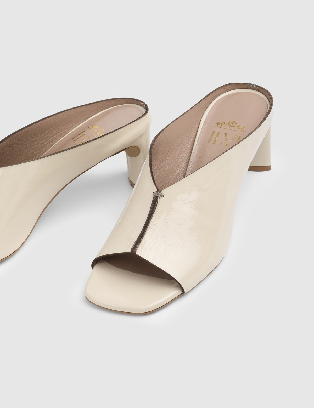 Riora Cream Patent Leather Women's Heeled Slide
