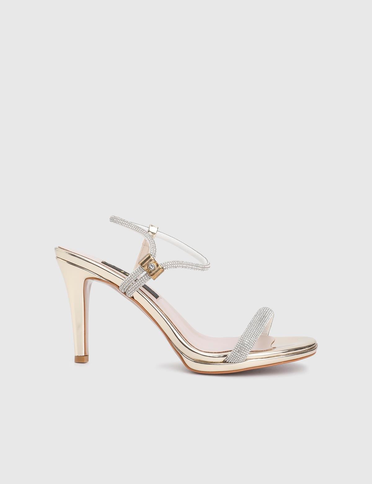 Ronna Gold Leather Women's Sandal with Stones