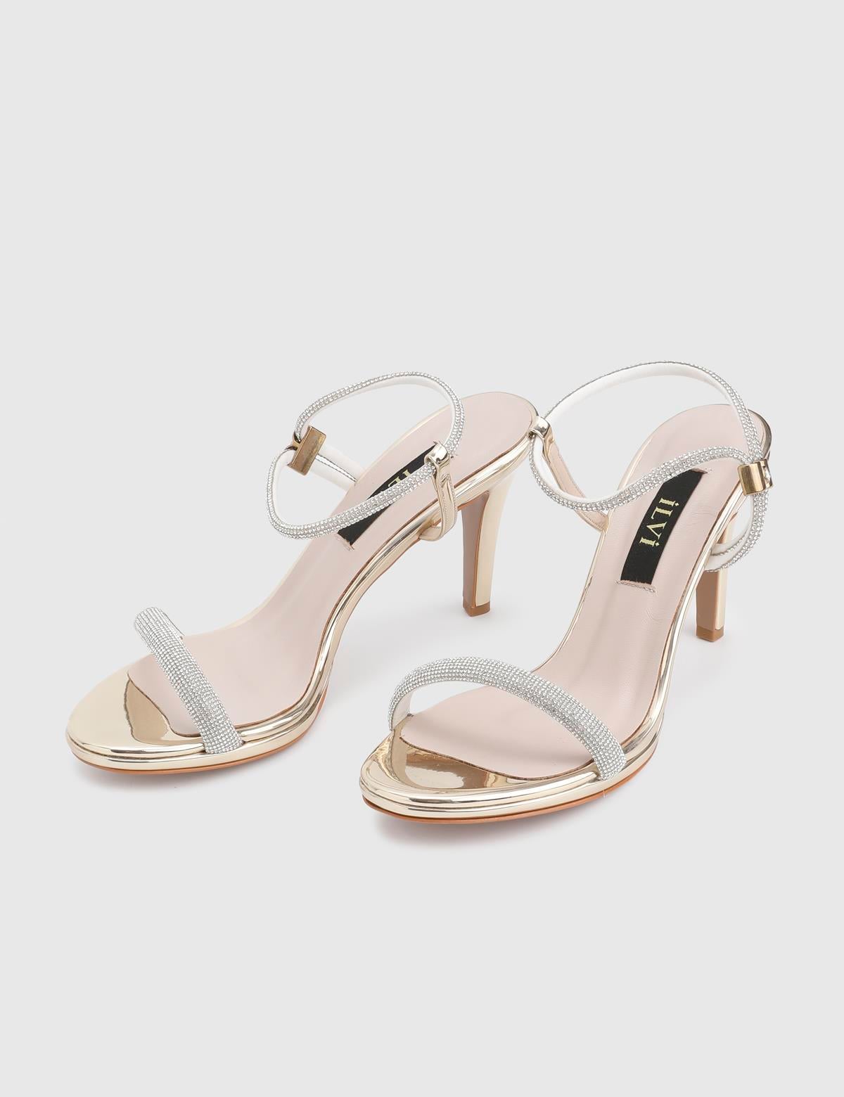 Ronna Gold Leather Women's Sandal with Stones
