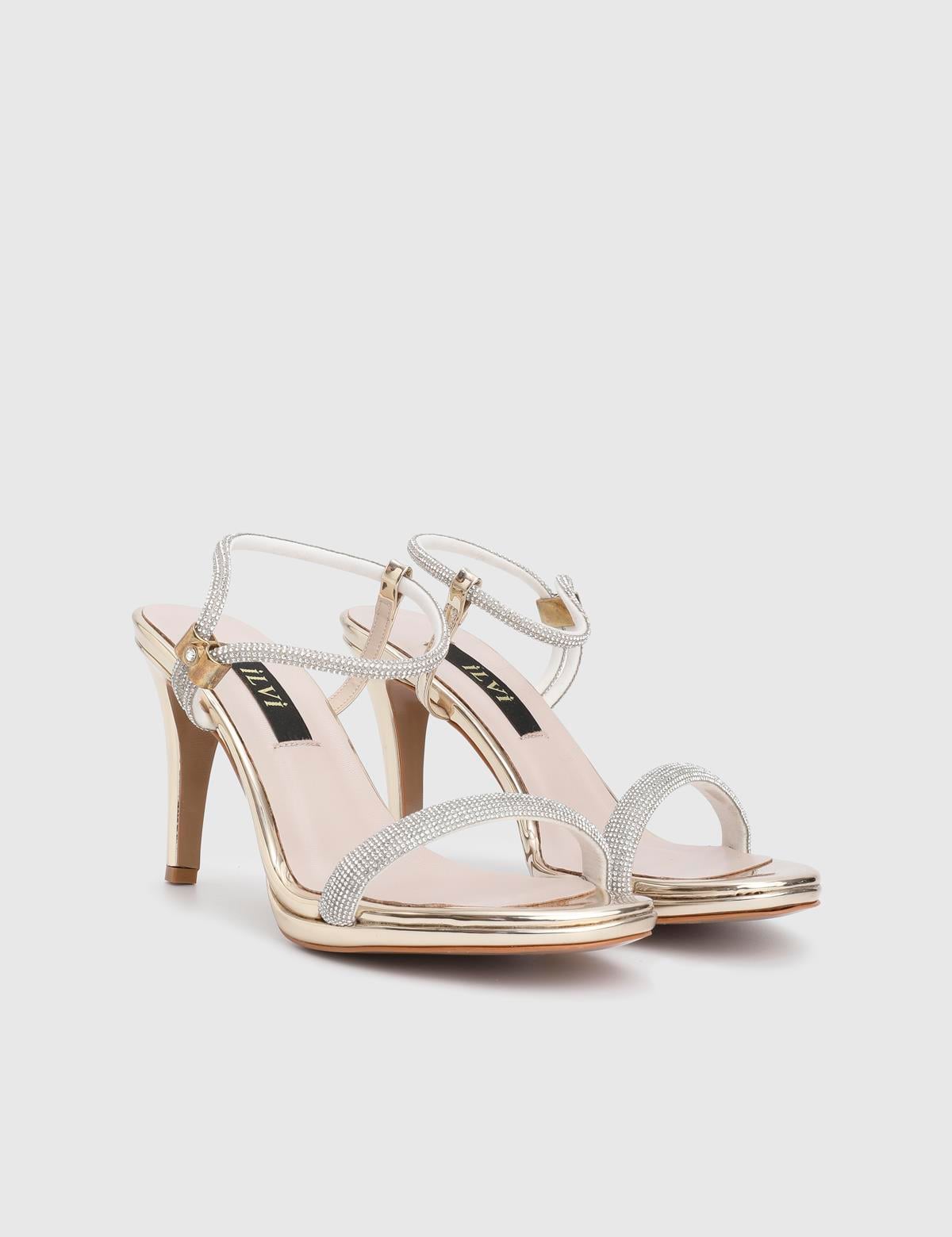 Ronna Gold Leather Women's Sandal with Stones