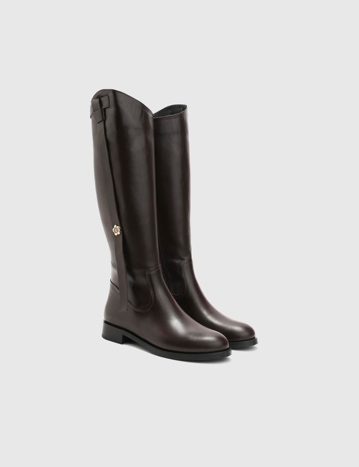 Rosenby Brown Leather Women's High Boot