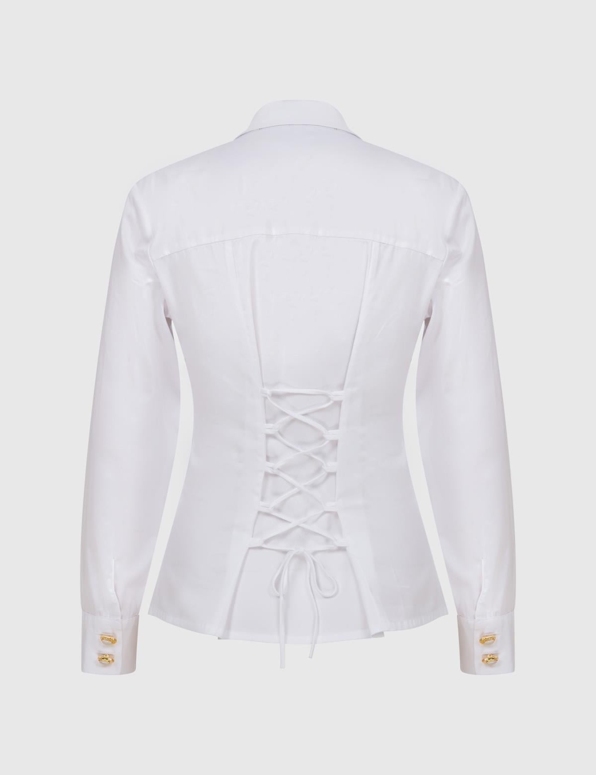 Ruffle White Women's Shirt