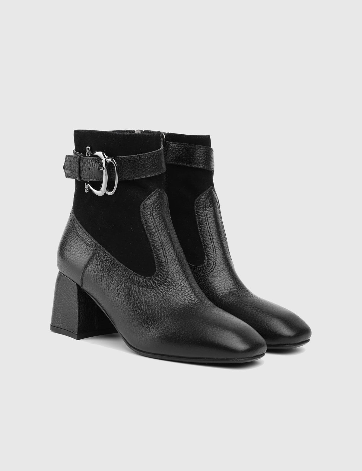 Sable Black Leather Women's Heeled Boot