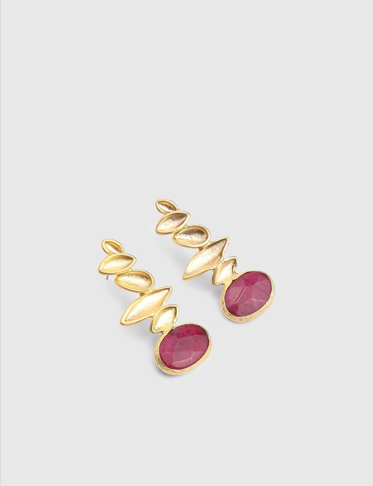 Salut Gold Women's Earrings with Purple Stones