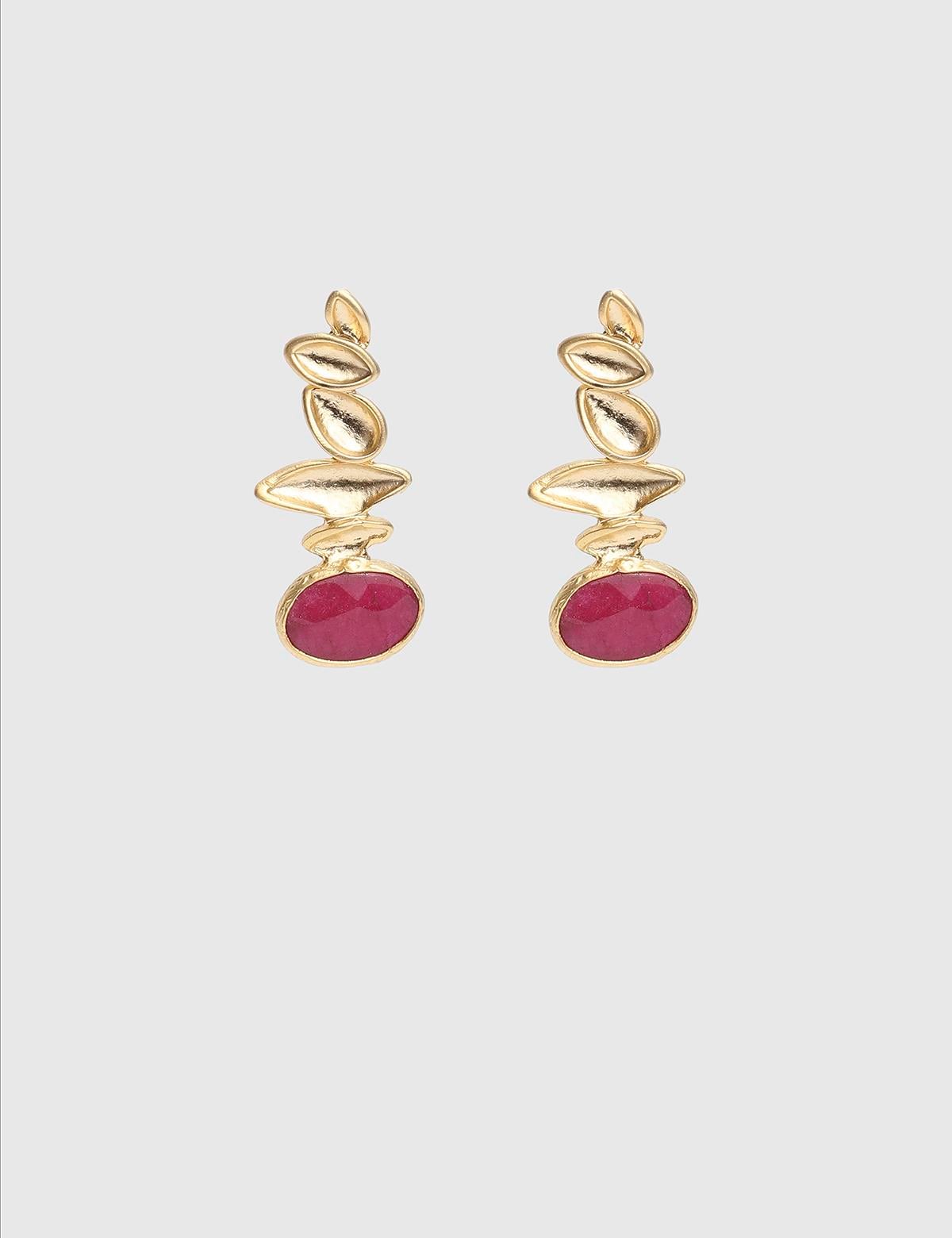 Salut Gold Women's Earrings with Purple Stones
