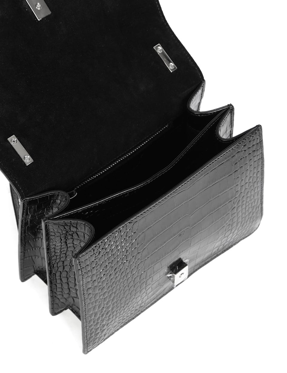 Selima Women's Shoulder Bag Black Crocodile - İLVİ