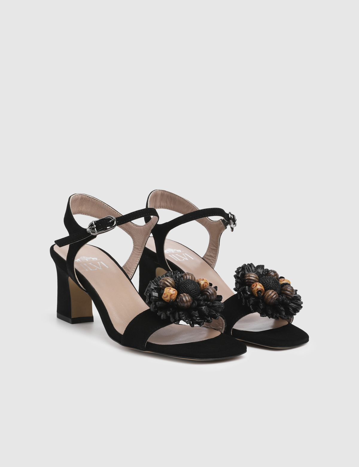 Selya Black Suede Leather Women's Sandal