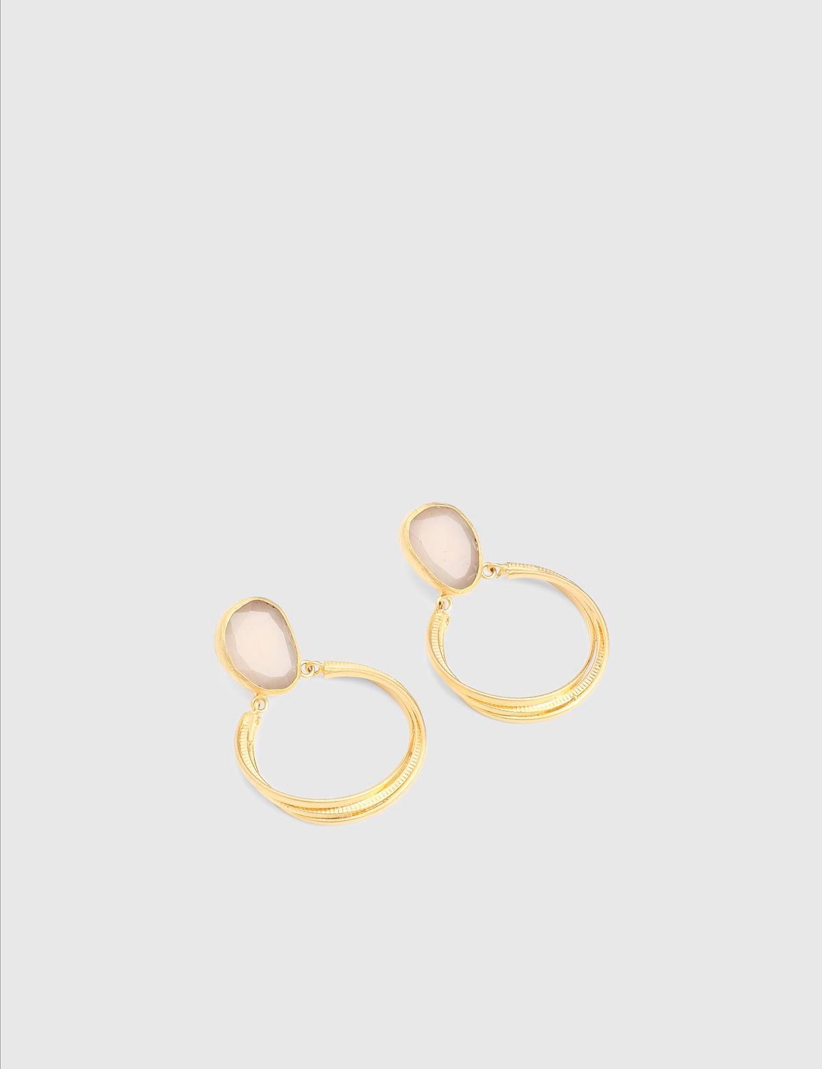 Sevit Gold Women's Earrings with Clear Stones