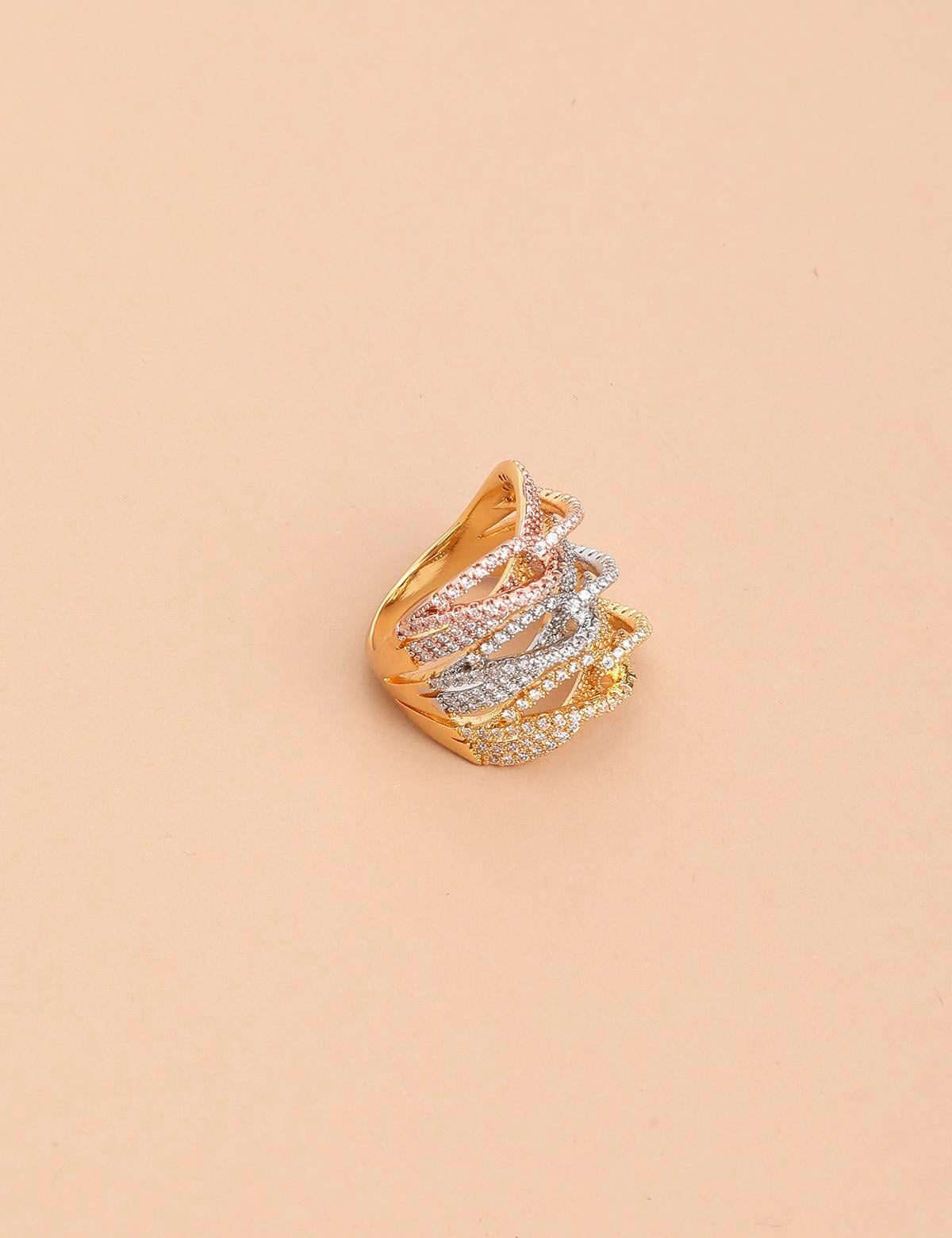 Sholy Gold Women's Ring with Multicolor Stones