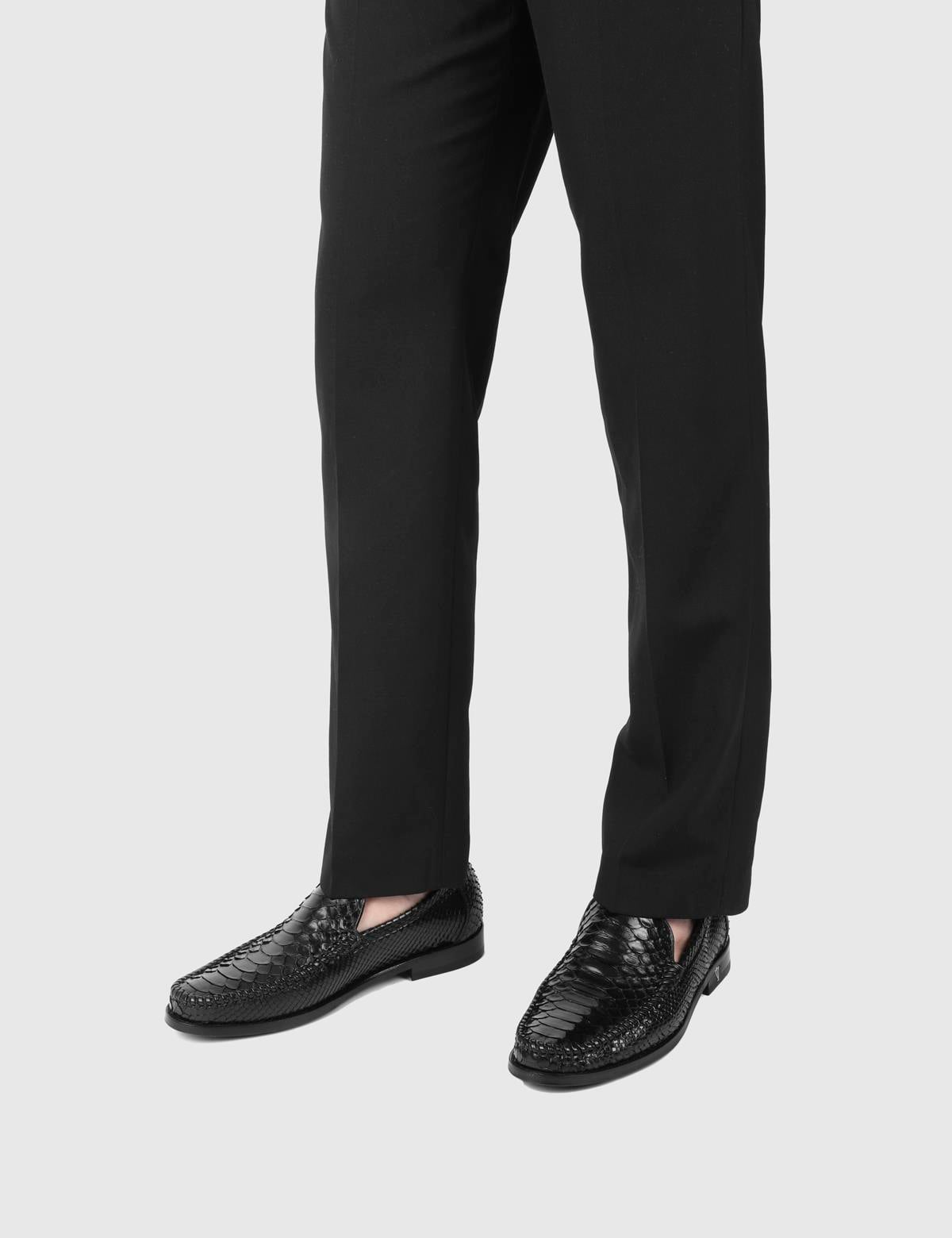 Srosh Black Snake Leather Men's Loafer