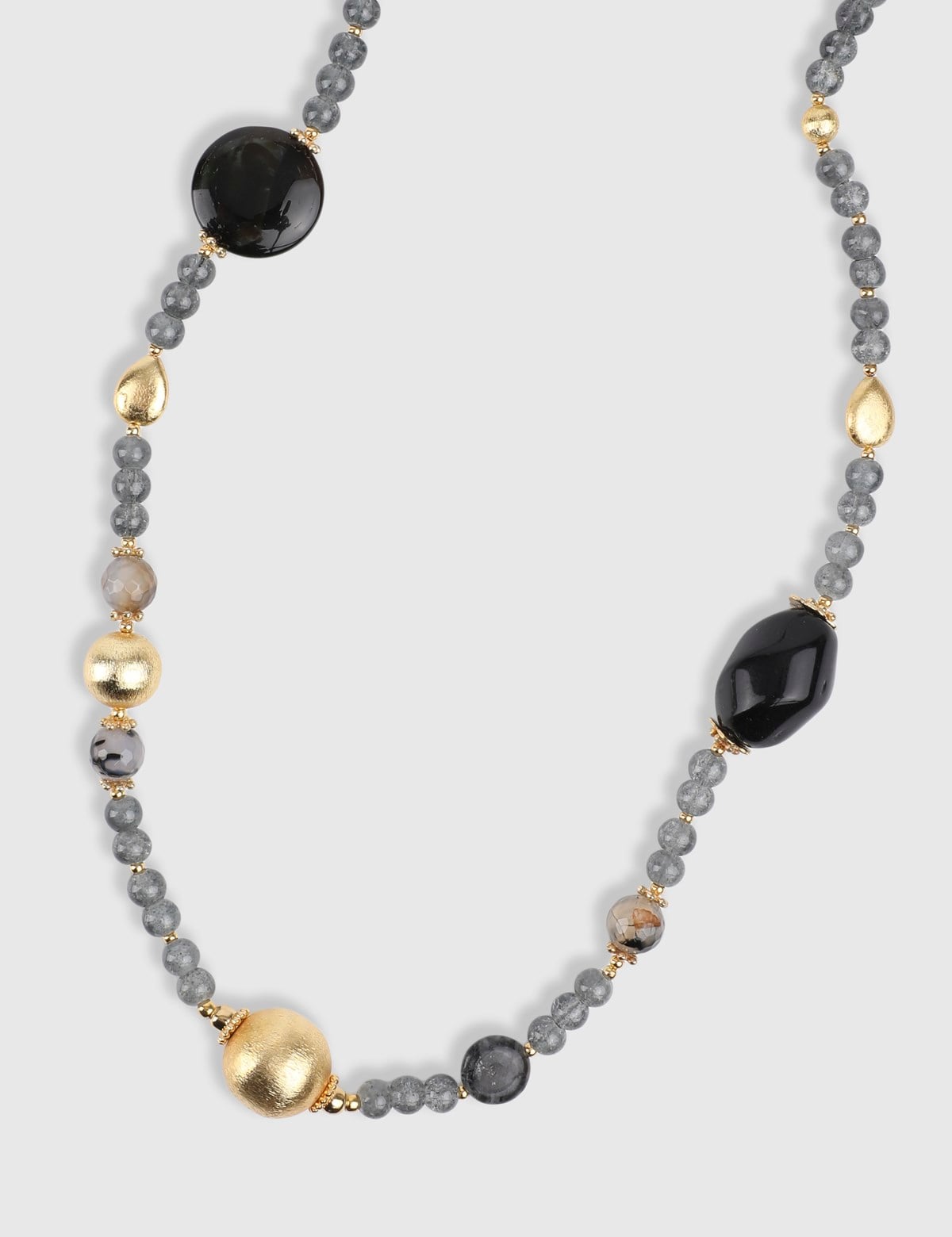 Stellan Gold Women's Necklace with Grey Stones