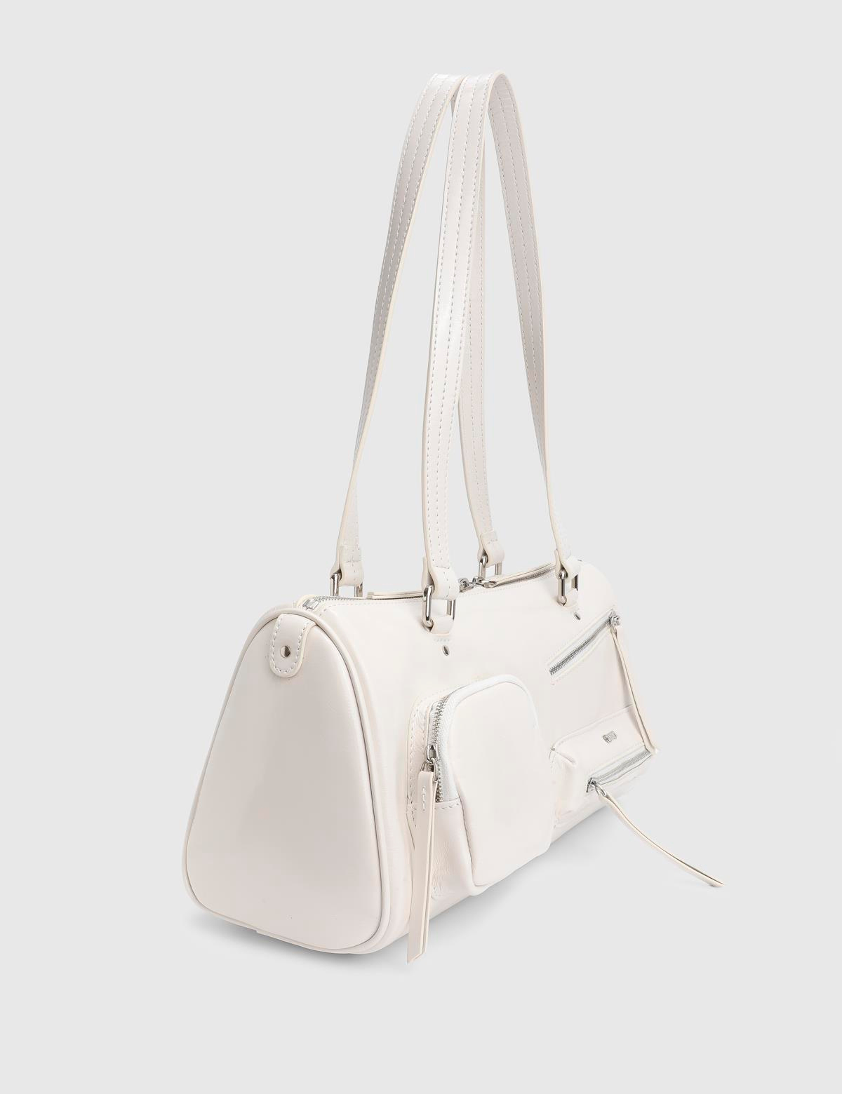 Stery Cream Patent Leather Women's Shoulder Bag