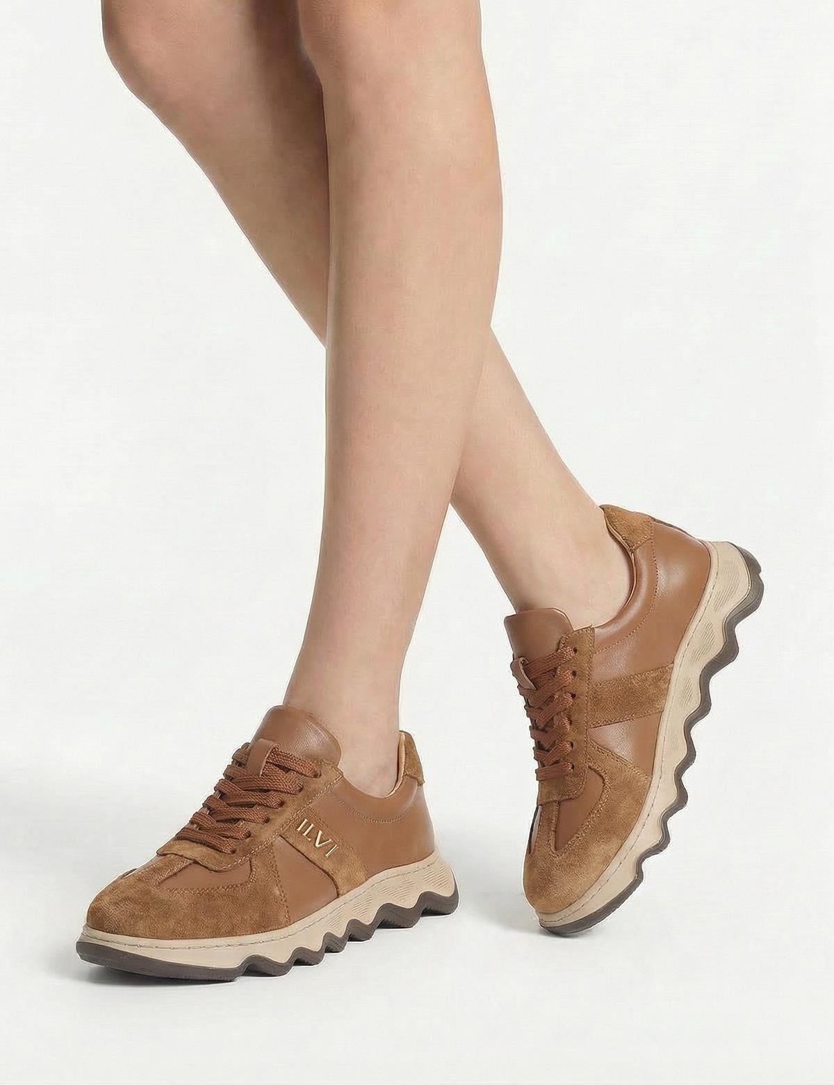 Tafsa Saddle Brown Suede Leather Women's Sneaker