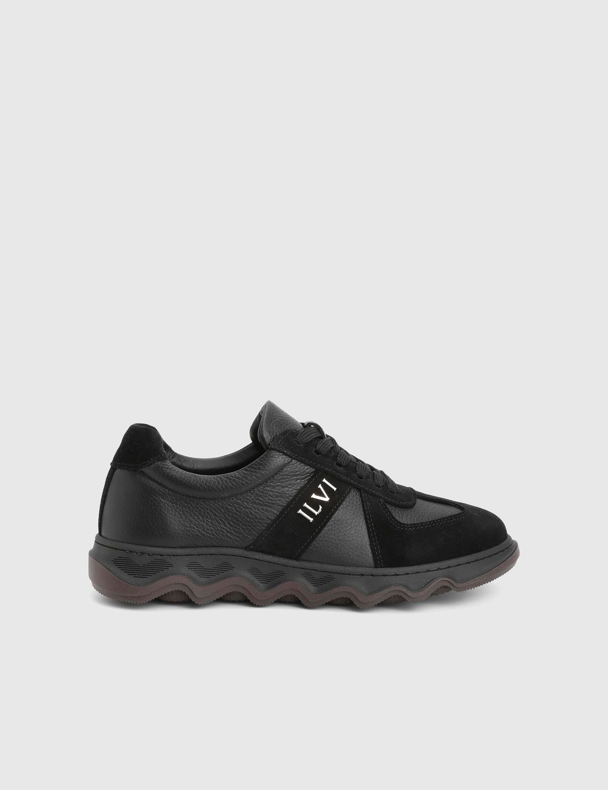 Tafsa Black Floater Leather Suede Women's Sneaker