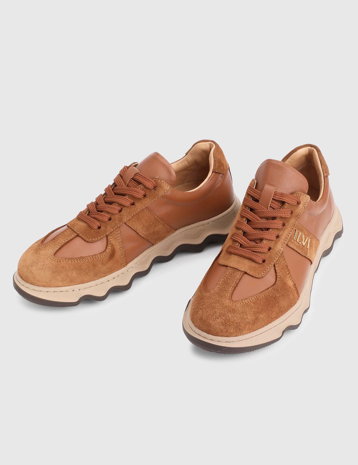 Tafsa Saddle Brown Floater Leather Suede Women's Sneaker
