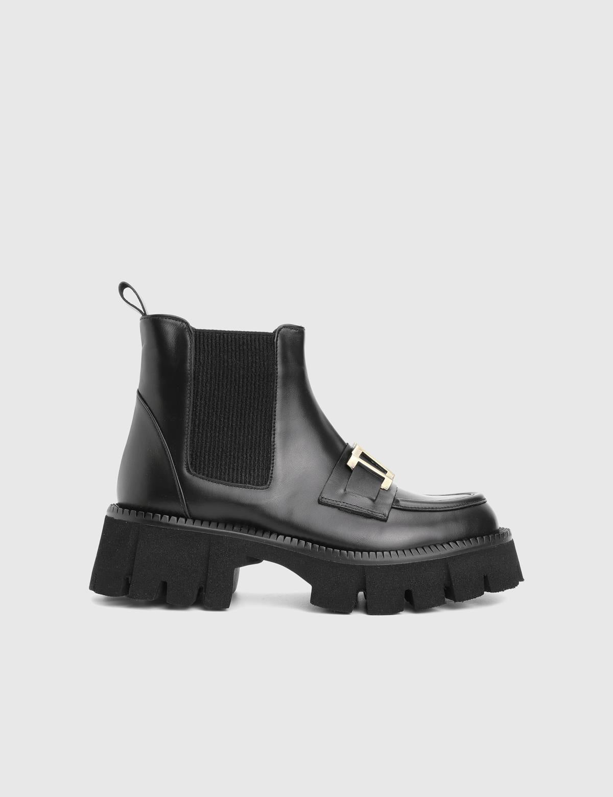 Tasya Black Leather Women's Boot