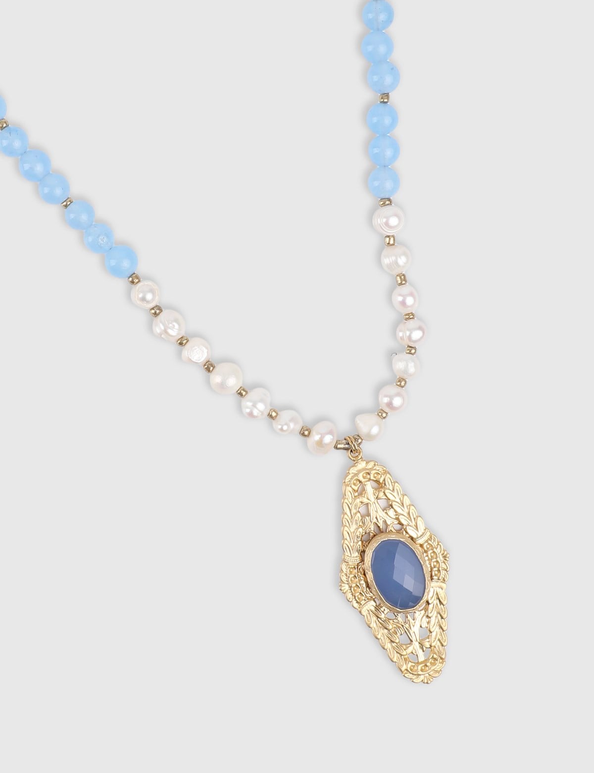 Tidal Gold Women's Necklace with Blue Stones