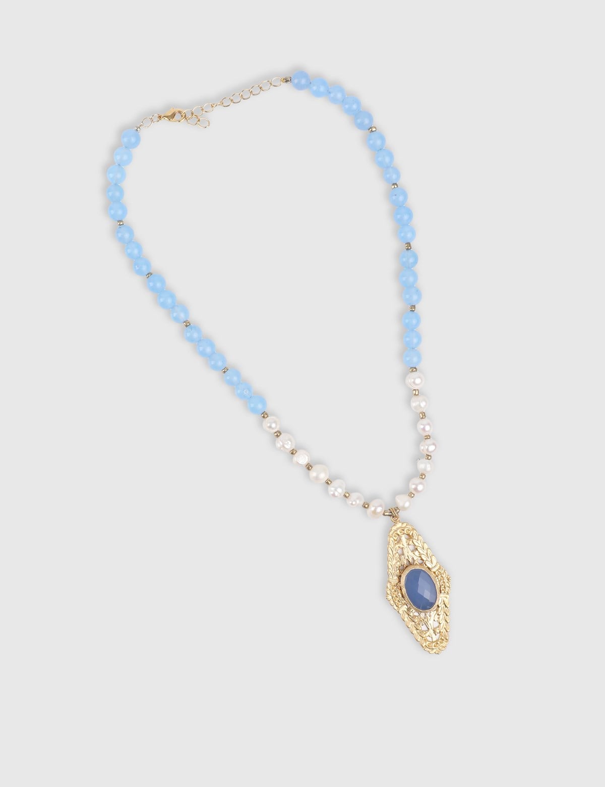 Tidal Gold Women's Necklace with Blue Stones