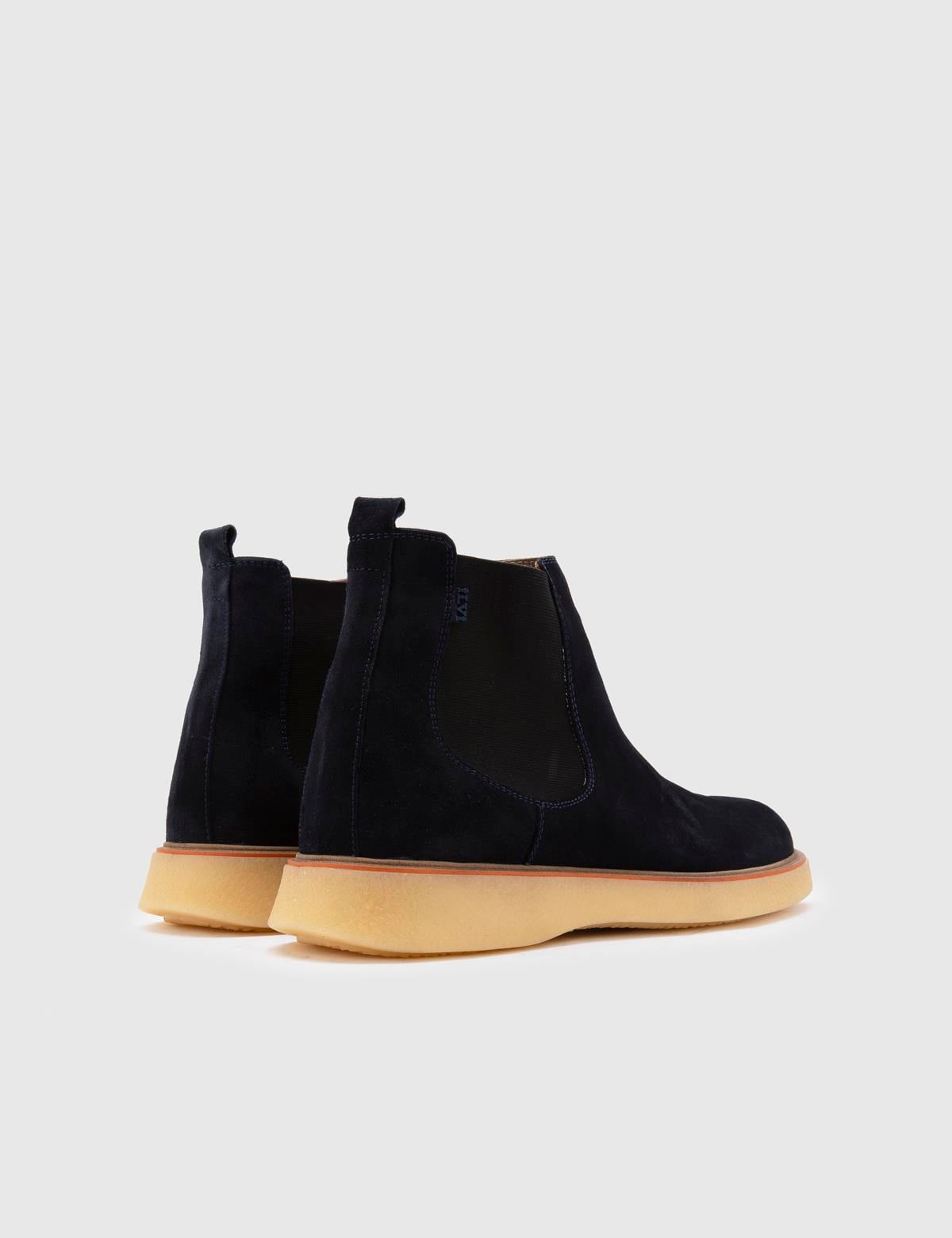 Tobias Navy Blue Suede Leather Men's Boot