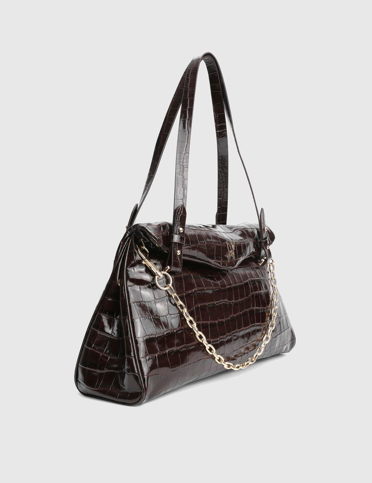 Toby Brown Leather Crocodile Women's Shoulder Bag