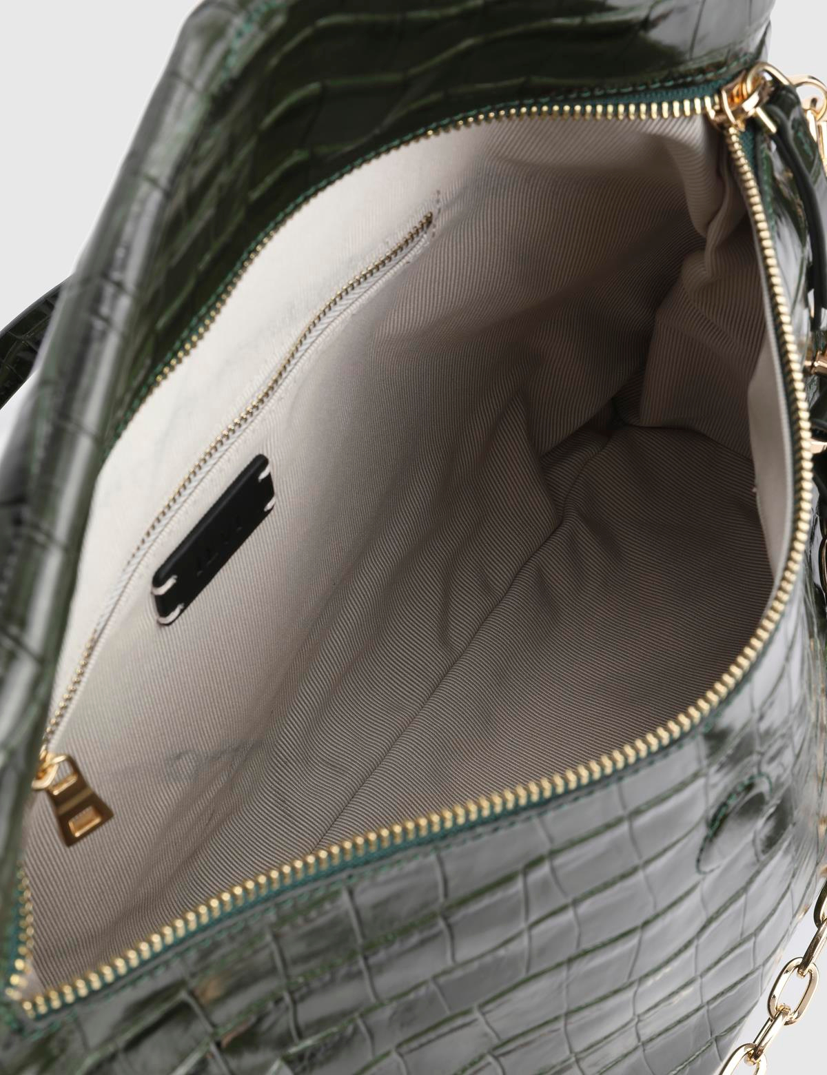 Toby Green Leather Crocodile Women's Shoulder Bag