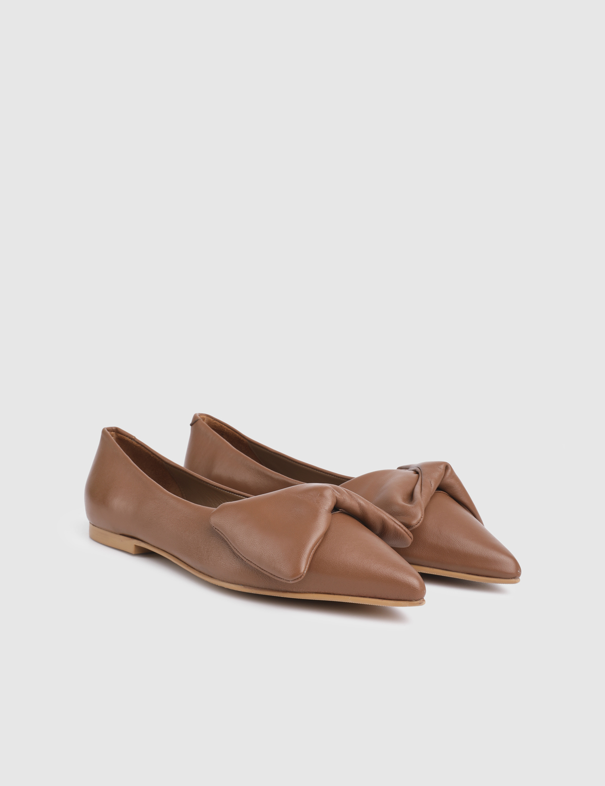 Urbino Saddle Brown Leather Women's Ballerina