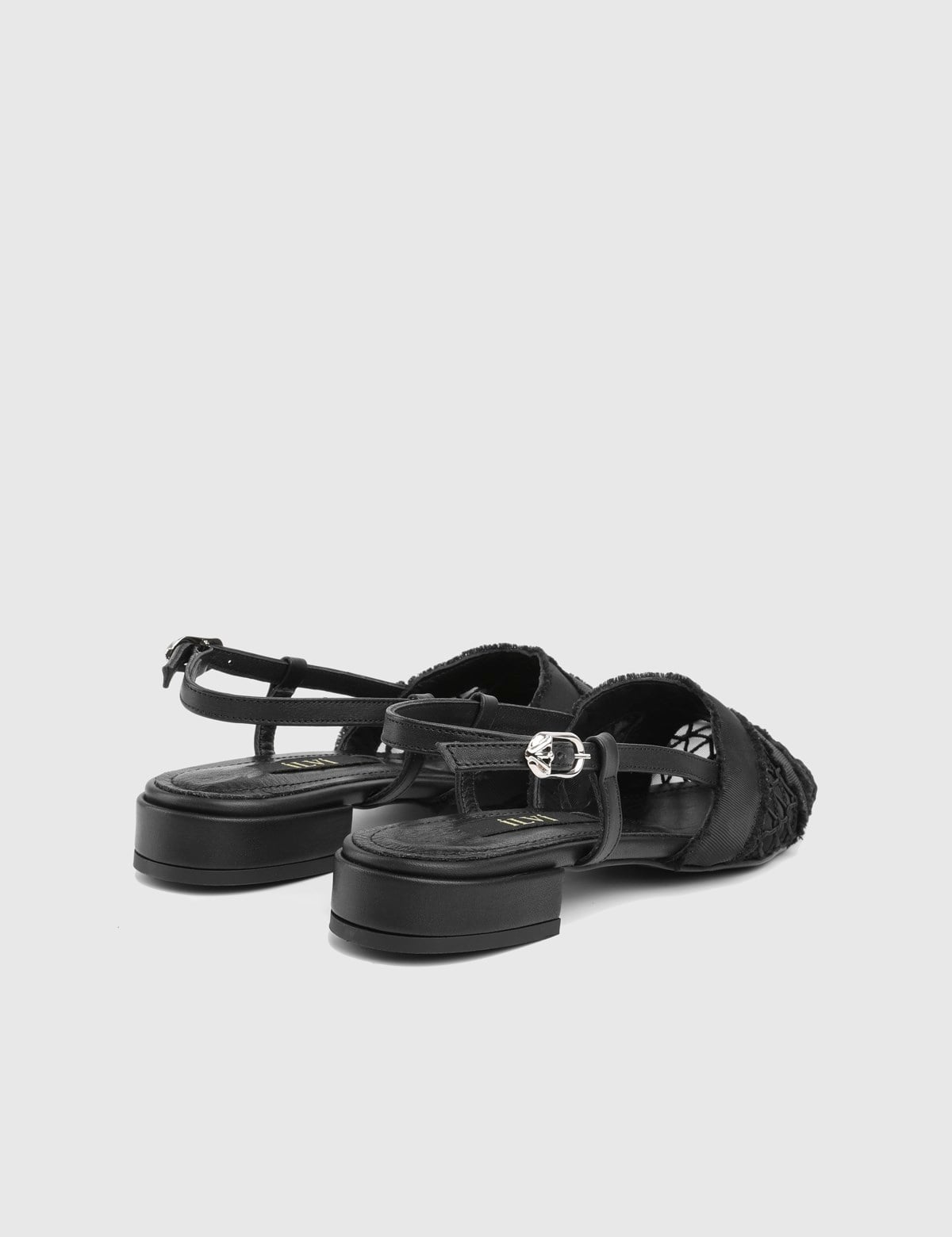 Velya Black Leather Lace Women's Sandal