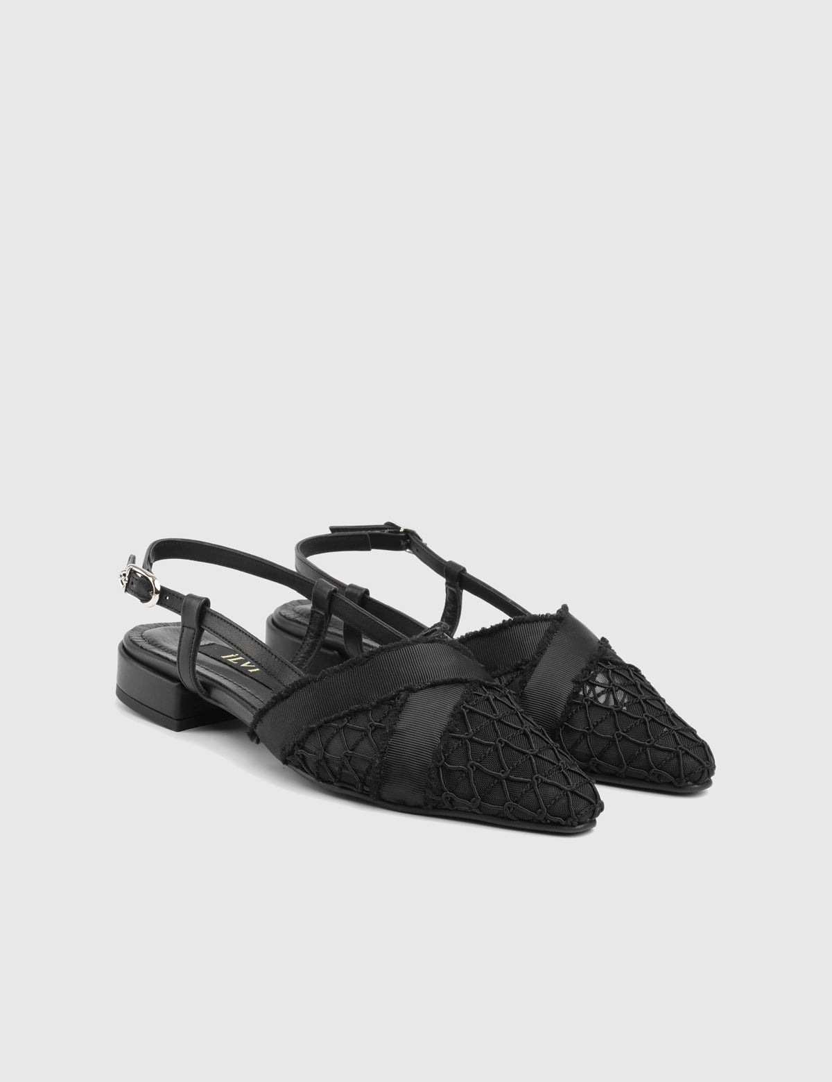 Velya Black Leather Lace Women's Sandal